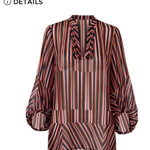 CAbi Vibrant Striped Blouse - Red, Green, Black